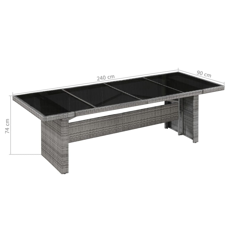 Tuintafel 240x90x74 cm poly rattan en glas MeubelReus