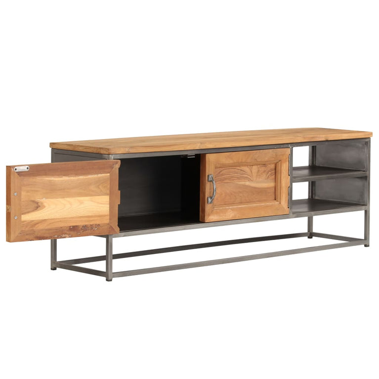 Tv-meubel 120x30x40 cm gerecycled teakhout en staal MeubelReus