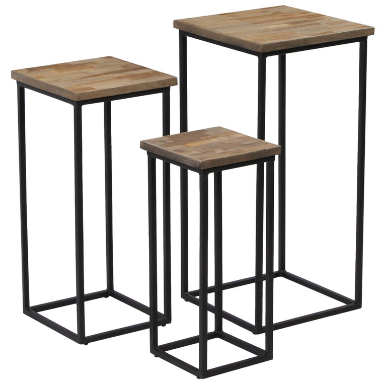 Plantentafelset gerecycled teakhout 3-delig MeubelReus