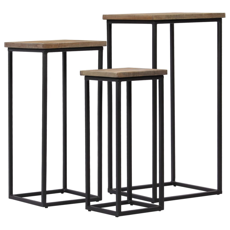 Plantentafelset gerecycled teakhout 3-delig MeubelReus