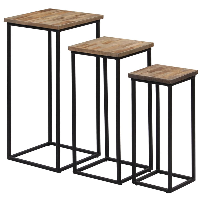 Plantentafelset gerecycled teakhout 3-delig MeubelReus