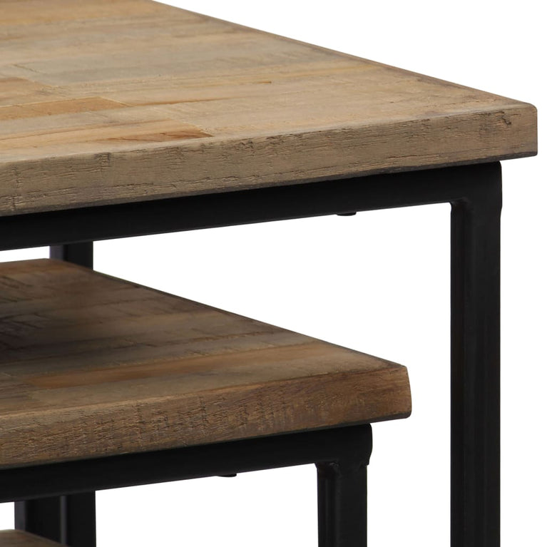 Plantentafelset gerecycled teakhout 3-delig MeubelReus