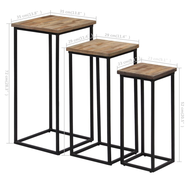 Plantentafelset gerecycled teakhout 3-delig MeubelReus