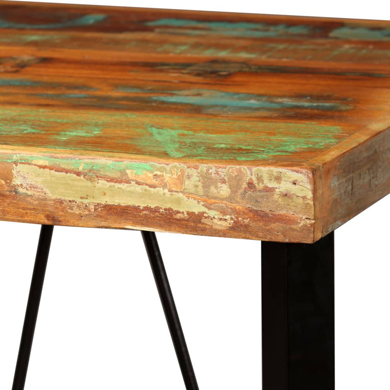 Barset massief gerecycled hout, echt leer en canvas 3-delig MeubelReus