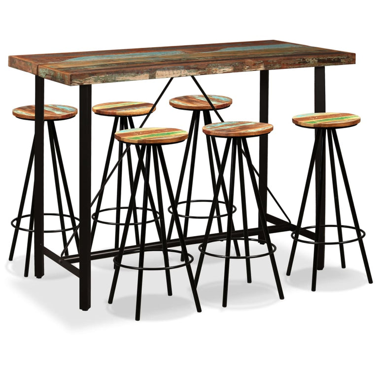 Barset massief gerecycled hout 7-delig MeubelReus