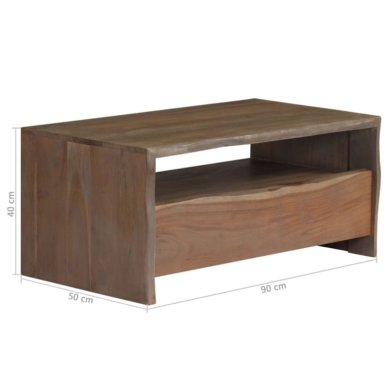 Salontafel met natuurlijke rand 90x50x40 cm acaciahout grijs MeubelReus