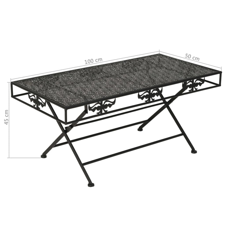 Salontafel vintage stijl inklapbaar 100x50x45 cm metaal zwart MeubelReus