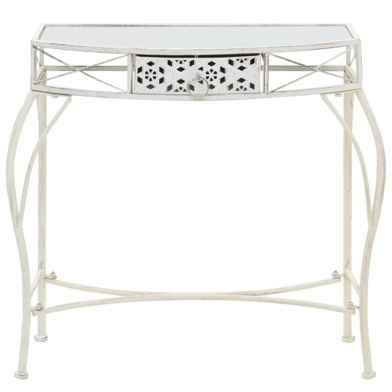 vidaXL Bijzettafel Franse stijl 82x39x76 cm metaal wit MeubelReus