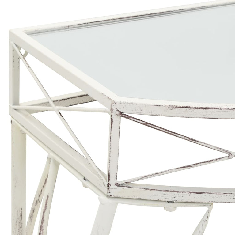 vidaXL Bijzettafel Franse stijl 82x39x76 cm metaal wit MeubelReus