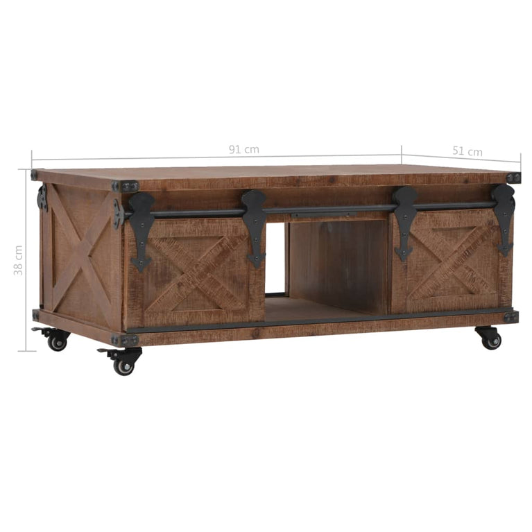 Salontafel 91x51x38 cm massief vurenhout bruin MeubelReus