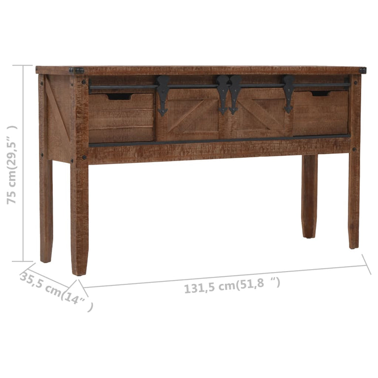 Wandtafel 131x35,5x75 cm massief vurenhout bruin MeubelReus