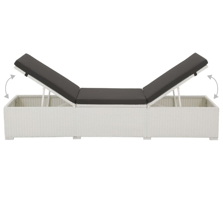 Ligbed met kussen poly rattan wit MeubelReus