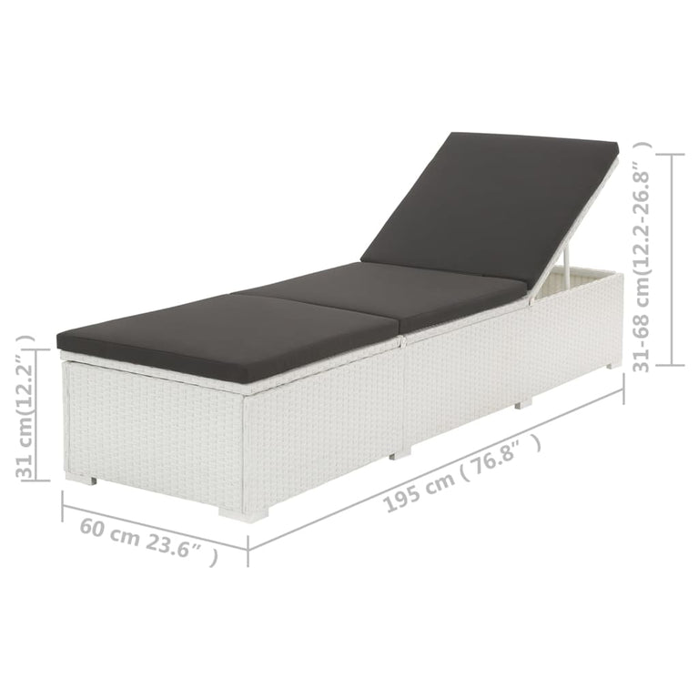 Ligbed met kussen poly rattan wit MeubelReus