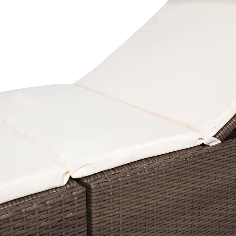 Ligbed met kussen poly rattan bruin MeubelReus