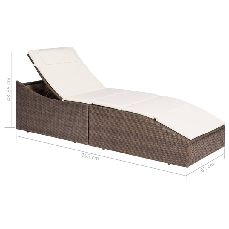 Ligbed met kussen poly rattan bruin MeubelReus