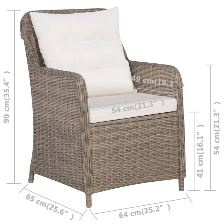 Tuinstoelen 2 st met kussens poly rattan bruin MeubelReus