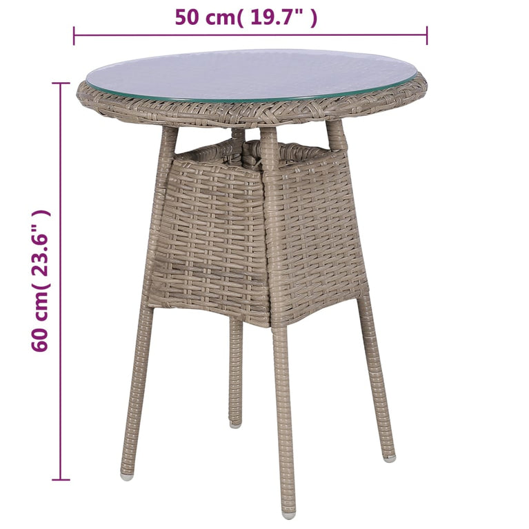 3-delige Bistroset met kussens poly rattan bruin MeubelReus