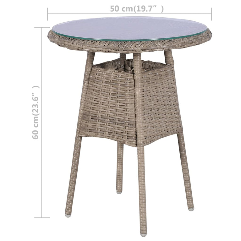 3-delige Bistroset met kussens poly rattan bruin MeubelReus