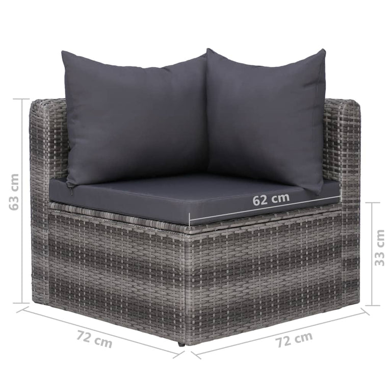 8-delige Loungeset met kussens poly rattan grijs MeubelReus