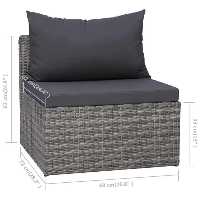 8-delige Loungeset met kussens poly rattan grijs MeubelReus