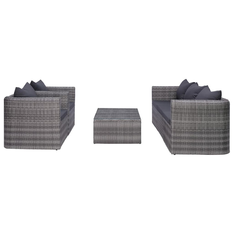 6-delige Loungeset met kussens poly rattan grijs MeubelReus