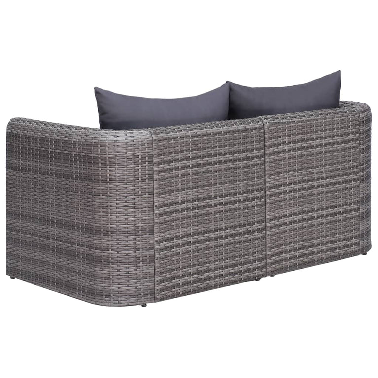 Tuinhoekbanken 2 st poly rattan grijs MeubelReus