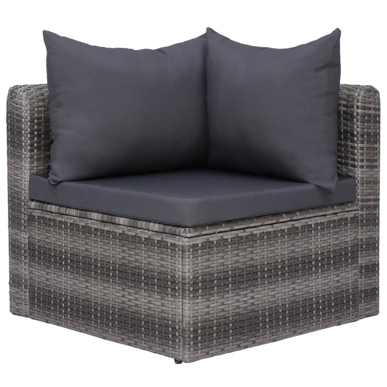 3-delige Loungeset met kussens poly rattan grijs MeubelReus
