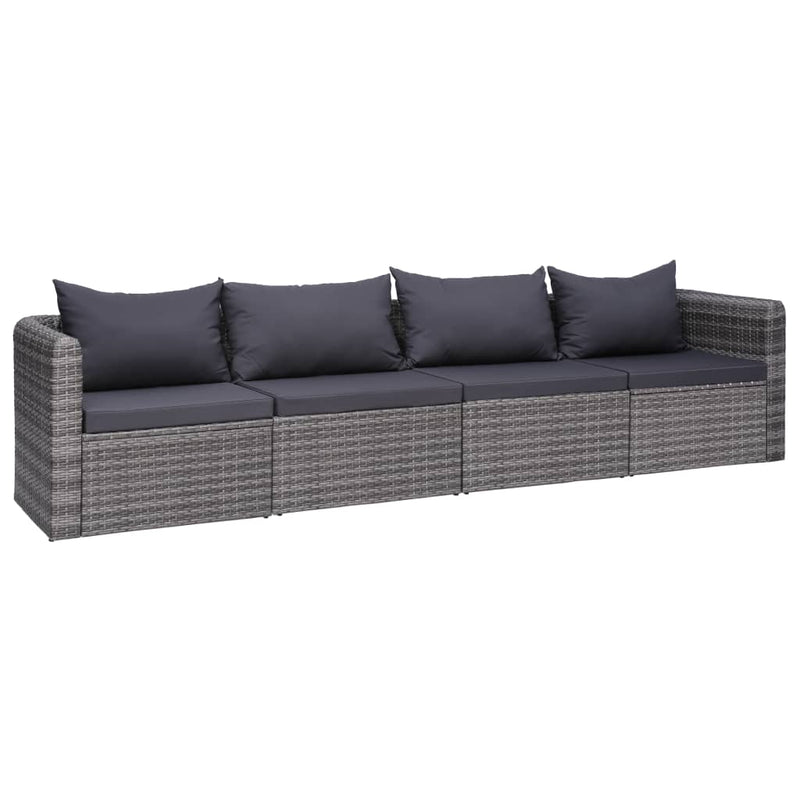 4-delige Loungeset met kussens poly rattan grijs MeubelReus
