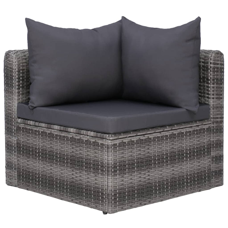 4-delige Loungeset met kussens poly rattan grijs MeubelReus