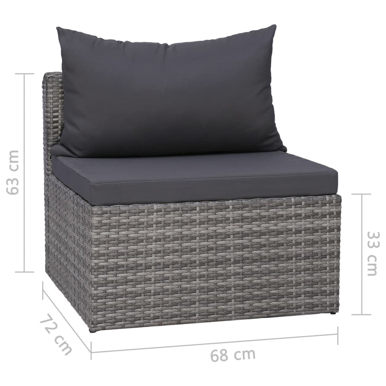 4-delige Loungeset met kussens poly rattan grijs MeubelReus