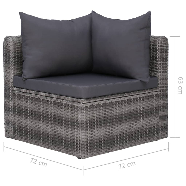4-delige Loungeset met kussens poly rattan grijs MeubelReus