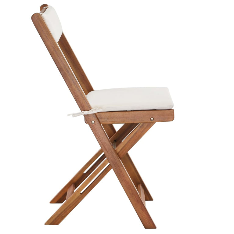 3-delige Bistroset inklapbaar met kussens massief acaciahout MeubelReus