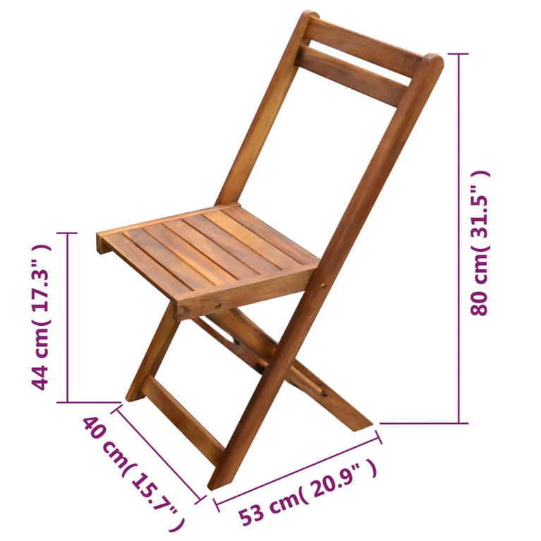 3-delige Bistroset inklapbaar massief acaciahout MeubelReus