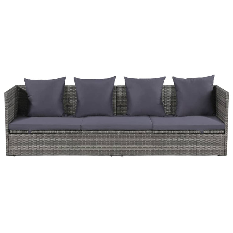 Tuinbed 200x60 cm poly rattan grijs MeubelReus