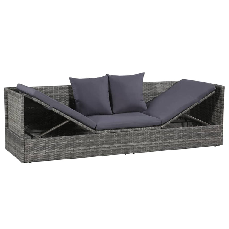 Tuinbed 200x60 cm poly rattan grijs MeubelReus