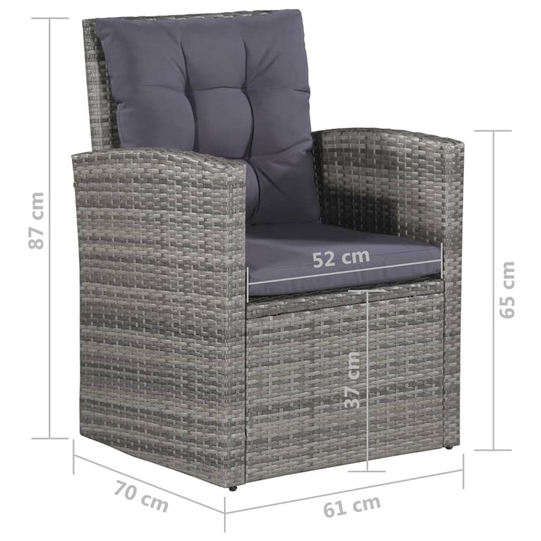 6-delige Loungeset met kussens poly rattan grijs MeubelReus