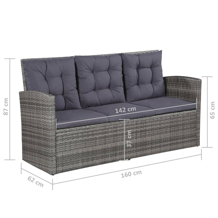 6-delige Loungeset met kussens poly rattan grijs MeubelReus