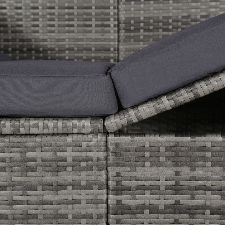 Tuinbed met luifel 205x62 cm poly rattan grijs MeubelReus