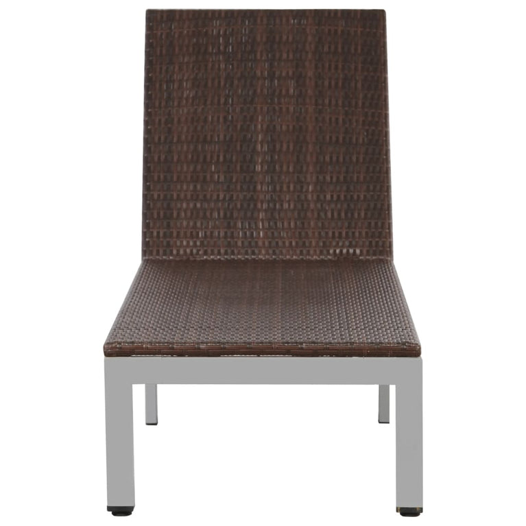 Ligbed met wieltjes poly rattan bruin MeubelReus