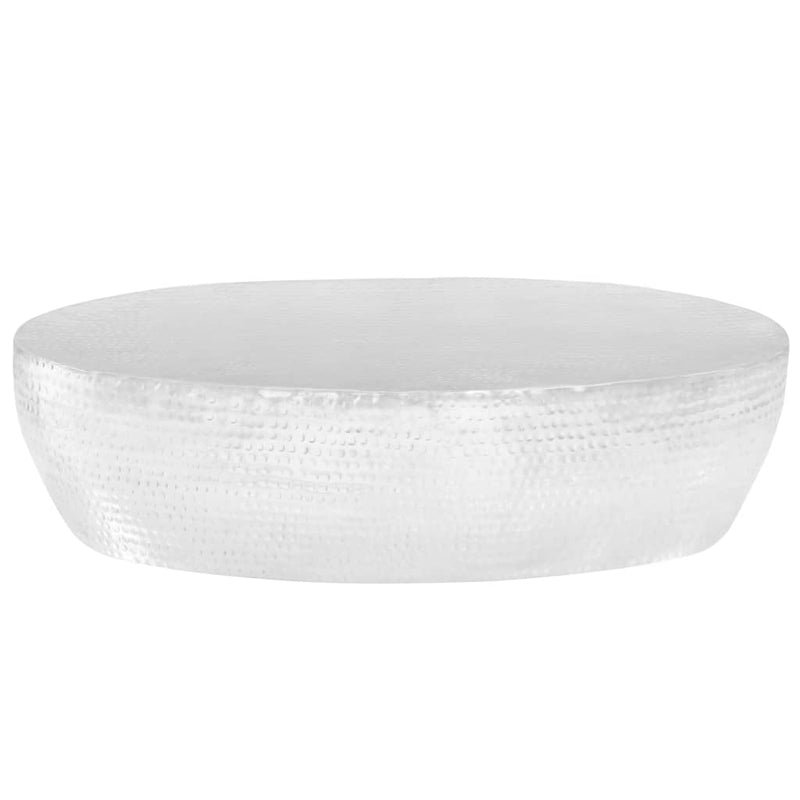 salontafel 100x50x28 cm gehamerd aluminium zilver MeubelReus