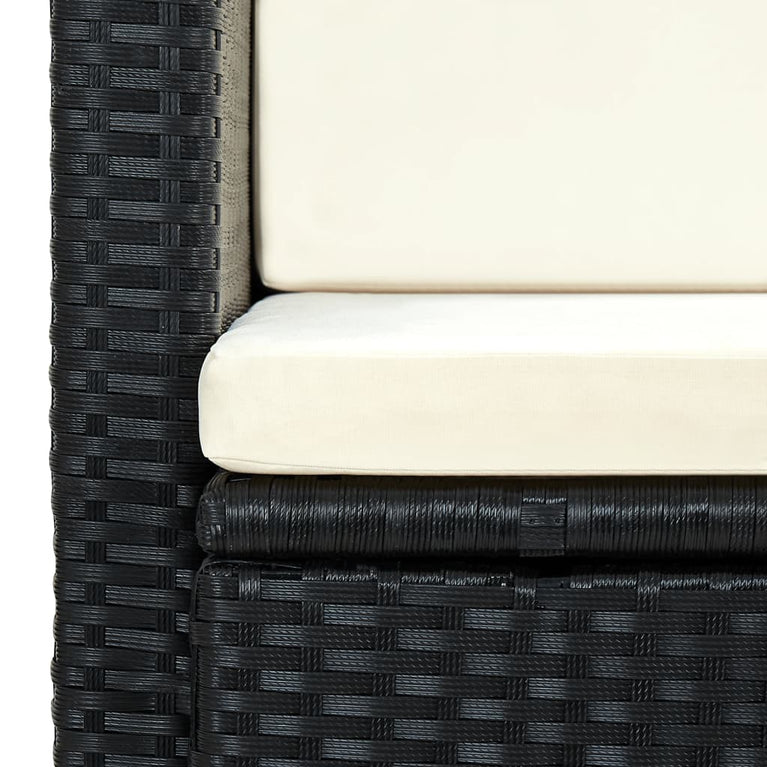 Tuinbank 2-zits met kussens poly rattan zwart MeubelReus