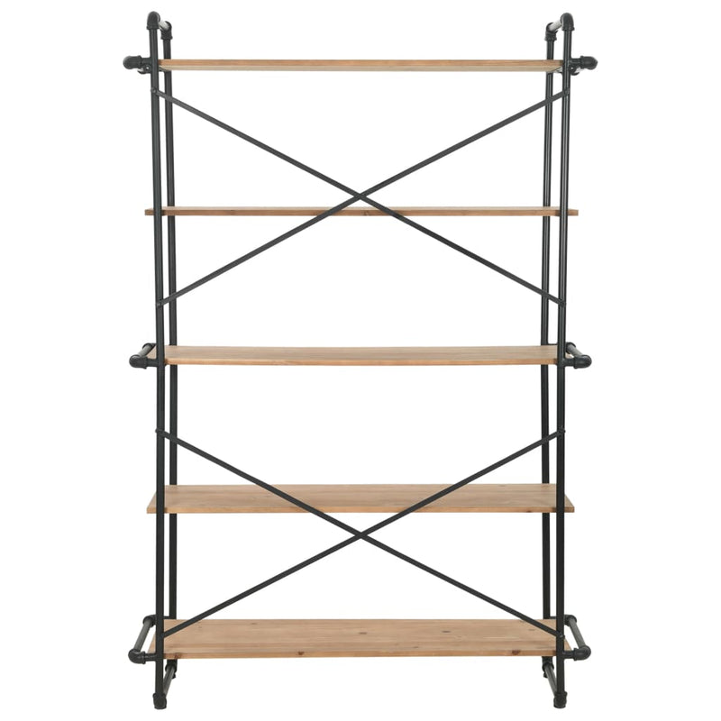 Boekenkast 120x42x180 cm massief vurenhout en staal MeubelReus