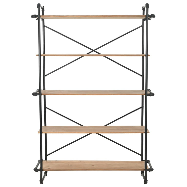 Boekenkast 120x42x180 cm massief vurenhout en staal MeubelReus