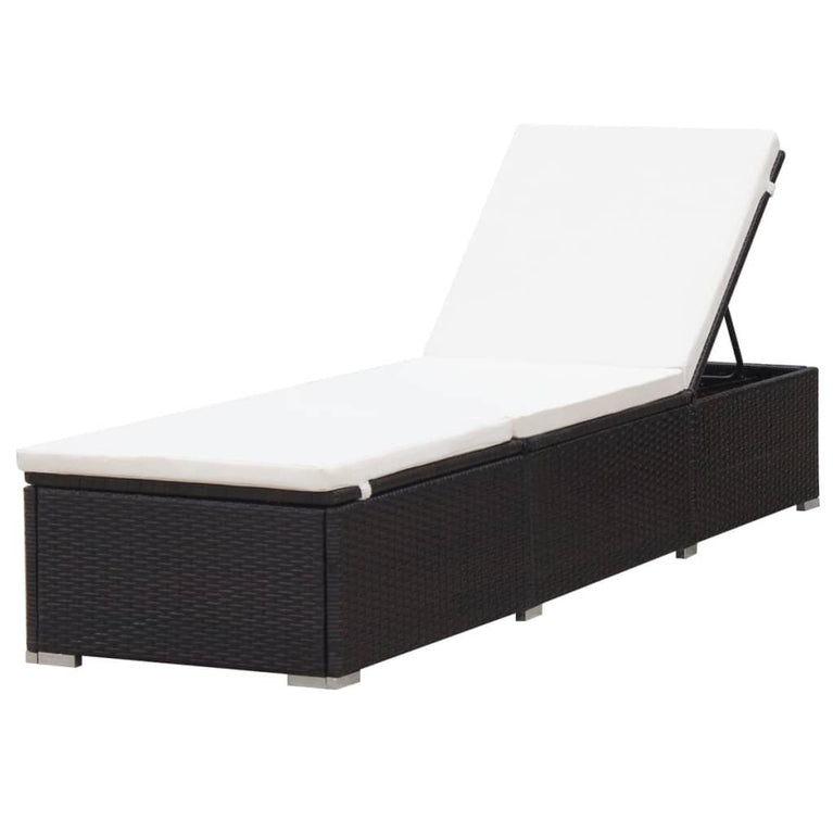 Ligbed met kussen poly rattan bruin MeubelReus