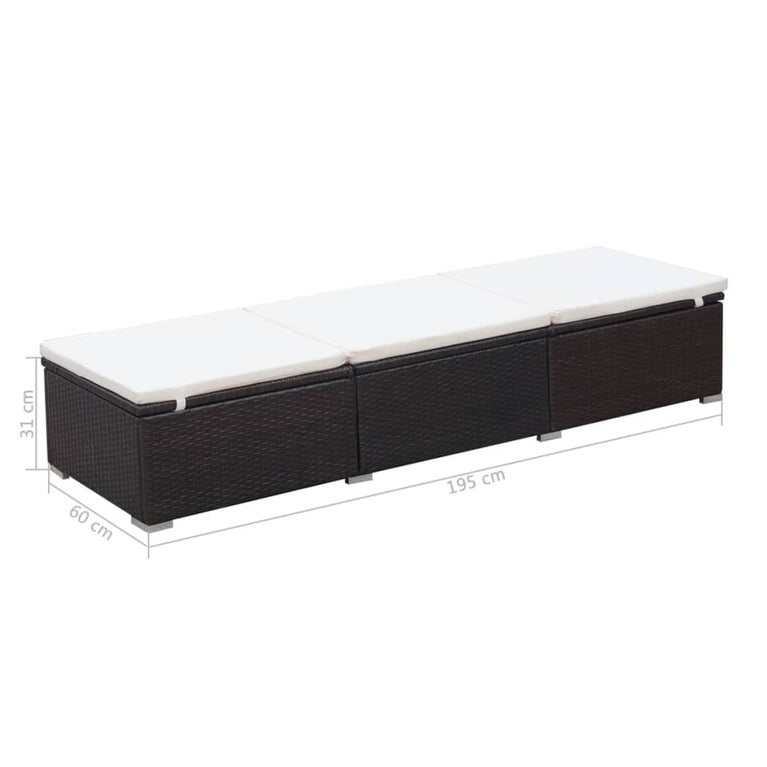 Ligbed met kussen poly rattan bruin MeubelReus