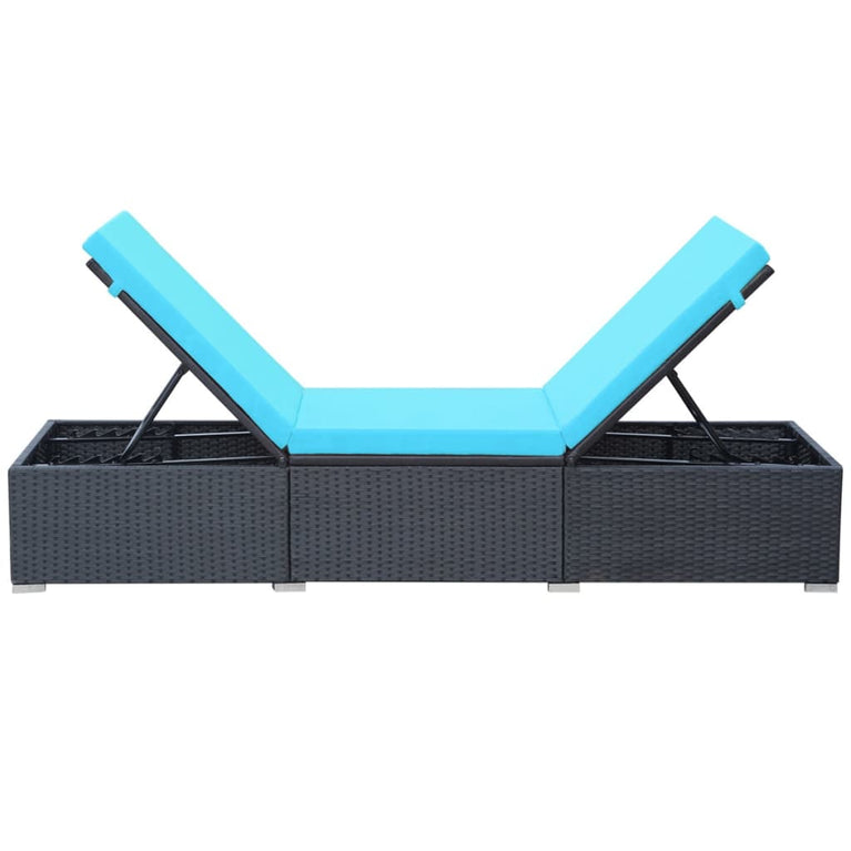 Ligbed met kussen poly rattan zwart MeubelReus