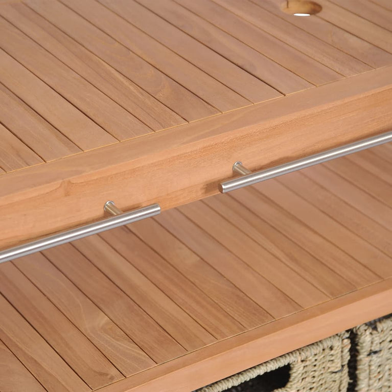 Badkamer wastafelkast met 4 manden 132x45x75cm massief teakhout MeubelReus