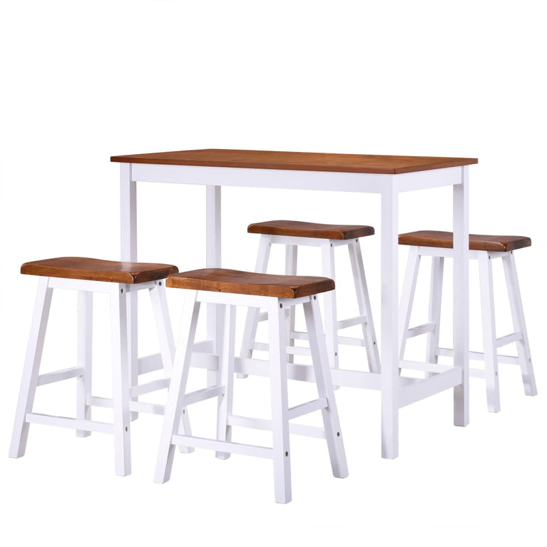 Bartafel- en krukkenset massief hout 5-delig