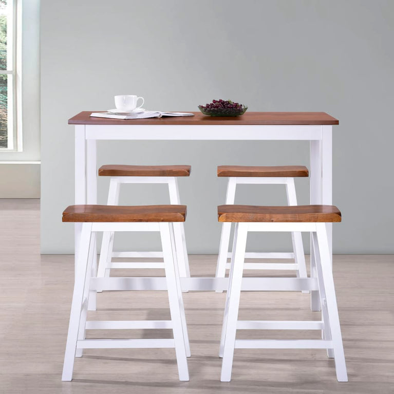 Bartafel- en krukkenset massief hout 5-delig