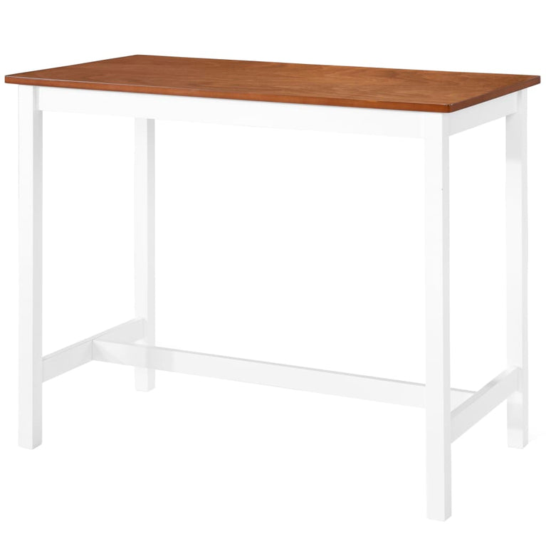 Bartafel- en barstoelenset massief hout bruin en wit 3-delig MeubelReus